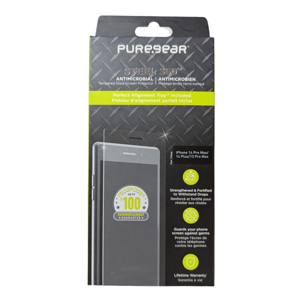 F3. PureGear Tempered Glass Protector Apple iPhone 14 Pro Max/14 Plus/13 Pro Max